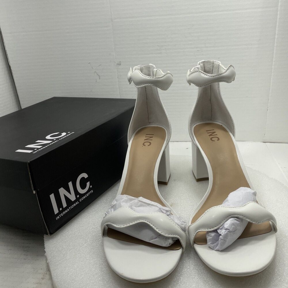 I.N.C Sollisa Scallop Sandals, White, Women Size 12 Item#550/551/552